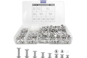 SHUIYUE 150 Set Vis Chicago, Kit De Rivets Pour Cuir Cruciforme 4/5/6/8/10/12/15/18 Mm, Vis MéTal Clou Rivet Bouton Chicago, Pour Ceinture Cuir Diy Livre Artisanat Ceinture Portefeuille Reliure(Argenté)