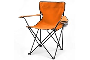Spetebo Camping Chaise Pliante en 5 Couleurs - Chaise de Camping, Chaise de pêche avec Porte-gobelet (Orange)
