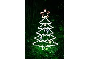 Garden Mile Festive Lighting Large Pre-Lit Christmas Tree Rope Lights Xmas Tree Silhouette LED Lights Waterproof Indoor and Outdoor Christmas Decoration Xmas Home Decor (Christmas Tree)