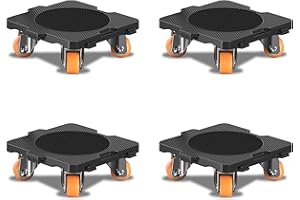 ONEON Paquete de 4 unidades de mudanzas de muebles con ruedas, capacidad de 75 kg por carro, rotación de 360°, eje de ruedas mejoradas que contiene rodamientos, plataforma de mudanza de muebles