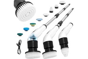 GLOSKIN Cepillo de Limpieza Electrico, Cepillo Electrico Limpieza Hogar 9 en 1 con 8 Cabezales de Repuesto Herramientas de Limpieza para Baños, Cocinas, Salones, Ventanas, Azulejos, Coches, Suelos