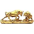 Irayin Wall Street Bull & Bear Battle Resin Statue, Bull & Bear Decoration 11inch, Home Decor Accents Bull Ornaments for Living Room, Bedroom, Wine Cabinet, Office - Gold