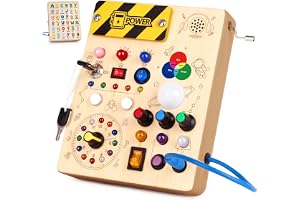 Montessori Leksaker Barn 1 2 3 år Busy Board med 12 strömbrytare 24 LED-lampor Activity Board träleksak från 1 år motorikleksak sensorisk leksak