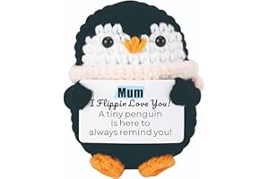 HONZEE Gifts For Mum Birthday Mother's Day, Handmade Crochet Penguin Presents for Mum From Daughter Son I Love You Cute Unique Mummy Gift for Mother in Law Step Mother Christmas Penguin Doll Xmas