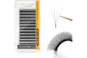 NAGARAKU 4D W Cils Préfait Bouquet Volume Russe Extension de Cils WW Naturel Cils Wispy Gagner du Temps Léger en Faux Cils Professionnel Premade Fan Eyelash Cluster Noir (0.07mm D Curl 8-15mm)