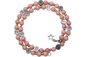 IRRÉVERSIBLE BIJOUX IRREVERSIBLE BIJOUX - Bracelet d'Allaitement et Biberonnage en Quartz Rose - Suivi Précis Heures Tétées/Biberons - Pierres de l'amour Certifiées - Ajustable - Cadeau Baby Shower maman Unique