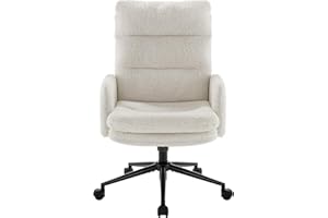 ‎IWMH IWMH Schreibtischstuhl mit Hoher Rückenlehne,Bürostuhl Ergonomisch aus Kaschmir, Schminktisch Stuhl mit Armlehne, Drehstuhl Höhenverstellbarer Buero Wohnzimmer(weiß)