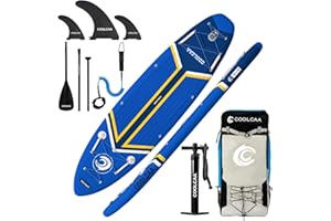 ‎COOLCAA COOLCAA Stand Up Paddling Board, Tragfähigkeit Bis 210KG, Stand Up Paddle Board mit Paddel, Rucksack, Pumpe und Weiterem Zubehör, SUP Board für Jugen und Erwachsene
