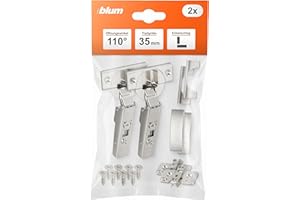 Blum 2 x CLIP top Möbel Scharnier 110°, gerade mit Feder, Eckanschlag + BLUM CLIP Exzenter Kreuzmontageplatte, Stahl, Schraubvariante, Distanz 0 mm, Topfband ø=35mm