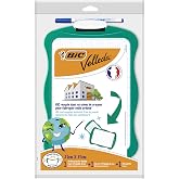 BIC Velleda Small Double-Sided Whiteboard with 1 Eraser and 1 Blue Marker, Office Supplies, 21 x 31 cm, Optimal for School Su