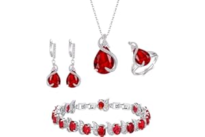 EVER FAITH Goccia Zirconia cubica Set di gioielli per la sposa damigella d'onore, Glamour Collana Orecchini Bracciale Tennis Aperto Set di anelli per le donne Partito