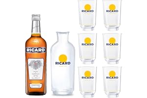 Pack RICARD Pastis de Marseille + 6 verres + Carafe Apéritif anisé - 45%, 70cl