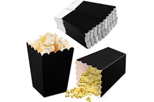 Daelesr 50 Pièces Boîtes à Popcorn, 5,5x7,5x10,7 cm Petites Cornet Pop Corn, Sacs de Pop-Corn en Papier, Conteneur de Bonbons en Carton pour Mariages Carnaval Fêtes Cinéma Noël D'anniversaire (Noir)