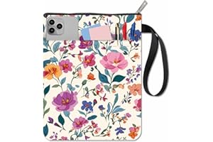 CRASPIRE Funda de Libro con Diseño de Flores Estilo Retro con Diseño Floral para Libros Bolsillo Lavable Cremallera Y Bolsillo Adicional Amantes la Lectura