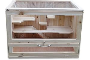 Melko Kleintierkäfig aus Holz, 60 x 35 x 42 cm, inklusive klappbarer Rampe, 5 stöckig, Nagervilla Hamsterkäfig Mäusekäfig