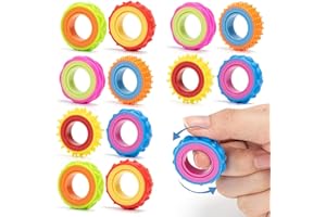 BAFIWU Adult Fidget Toys , 12 Pack Discreet Fidget Toys for Adults, Textured Finger Spinner Rings, Adhd, Anxiety Relief, Adult Quiet Classroom & Office Stress Toys