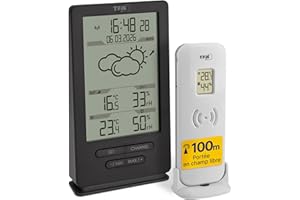 TFA Dostmann Station météo sans fil Xena, 35.1162.10, température et humidité int./ext., avec prévisions météo, humidité dans maison, anthracite