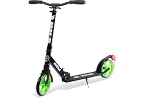 Hurtle Trottinette 2 Roues Réglable – Scooter Pliable Portable avec Guidon T-Bar, Plateau Antidérapant, pour Enfants Adolescents Adultes, Sangle de Transport Incluse