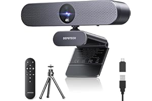 DEPSTECH DW50 Pro Webcam 4K, Ultra HD mit Mikrofon, 3-facher Zoom, 1/2.55 Sony Sensor, Duale Mics mit Geräuschunterdrückung, Fernbedienung, Autofokus Streaming Kamera für PC Laptop Mac, Teams
