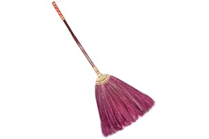 SN SKENNOVA Skennova – 99-104 cm großer asiatischer Besen, Naturbesen, Gras, handgefertigter Besen, Hexenbesen, Bambusstielgriff, langlebiger Besen zum Fegen von Schmutz, Staub und Haaren