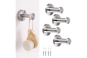 DINGFENG 4 Pcs Ganchos de Acero Inoxidable, Gancho Para Toallas de 50 mm, Gancho Para Baño, Gancho de Pared, Gancho Para Abrigos de Acero Inoxidable 304, Adecuado Para Instalar en Cocina, Baño y Estudio