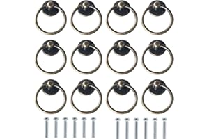 Kyrio 12 pomos de anillo de gabinete vintage redondos antiguos tiradores de cajón para puerta, armario de gota, solo agujero (marrón)