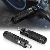 Motorcycle Foot Pegs Folding 90 Degree Universal 8mm Motorcycle Footpegs Cnc Aluminum (Pair, Black)