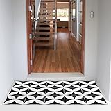 Alfombra de Vinilo para Suelo PVC, Antideslizante, Protección el Suelo, Inspiración Azulejos Cemento, Lavable a Mano, Grosor: