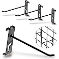 NACETURE Double Gridwall Hooks- 24 Pcs Display Hooks for Grid Wall Panel- Grid Wall Hooks 6 inch with Extra Hook On The Bottom- Durable Peg Hook Wall Grid Panel Hooks for Hanging (6 inch)