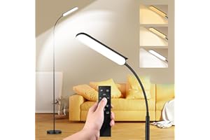 MUKUXIN LED Uplighter Floor Lamp Adjust freely, 18W 1800LM Dimmable Floor Standing Lamp with Remote & Touch Control, 1min Installation, Standard Eye Caring Reading Lamps Living Room Modern for Bedroom (Black)