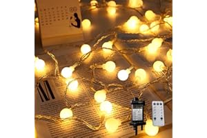 LiyuanQ Fairy Lights Plug in, Globe String Lights Waterproof, Hanging Lights 8 Modes Christmas Lights with Remote for Outdoor/Indoor Lighting Bedroom Wedding Garden Tree Decoration Warm