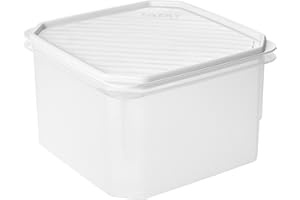 Tatay Tupper Hermético 2,9L Top Flex | Tapa a Presión | Recipientes Herméticos Para Alimentos | Apto Microondas, Lavavajillas, Nevera, Congelador | Plástico Libre de BPA | 18,5x18,5x12,2 cm, Blanco