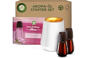 ‎AIR WICK Air Wick Aroma-Öl – Starter Set – Diffuser mit ätherischen Ölen – Raumduft Beruhigende Rose – 2 x 20 ml Nachfüllern + Gerät