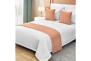 QFWMCW Bed Runner Scarf with Matching Cushions Modern Solid Color Bed Throw Blanket with Tassels King Size Soft Knitting Bed Towl Home BedSpread Protection Bedding Decoration for Single Double King Size Bed