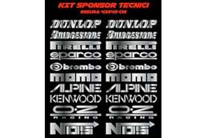 CMR DESIGN CO Adesivi Auto Kit Sponsor Tecnici Tuning Universali Grigio Metallizzato Tutte Le Auto