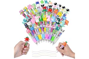 FuxFuis 40 Pz Set Penne a Sfera Retrattile 4 Colori, Gadget Compleanno Bambini, Penna Multicolore con Adorabili Animali per Sacchetti Regalini Fine Riempitivi Festa, Riempie per Pignatta Compleanno