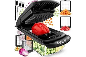 Fullstar Vegetable Chopper & Cutter - Slicer Dicer Spiralizer with Container for Food Veg Onion Cucumber Tomato Salad Potato French Fry - Kitchen Gadgets & Accessories (PRO 2-in-1, Black)