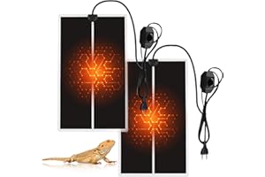 MEGYAD 2 Stück Terrarium Heizmatte: Heizkissen für Glasbehälter mit Temperaturregelung Einstellbares, Reptilienheizmatte für Reptilien Schlangen Eidechsen Geckos Spinnen Raupen Aquarienheizkissen(7W)