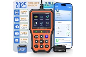 BingoHive Professional OBD2 Scanner con tester della batteria - strumento diagnostico per automobili, 3D UI 2,8 pollici IPS schermo TPU case, lettura e cancellazione codici di errore, Arancia