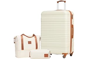 COOLIFE Set di Valigie Rigida 3 Pezzi, Set Valigie con Borsone da Viaggio Espandibile Palestra e Borsa da Toilette, Valigia con 4 Rotelle Girevoli a 360° TSA Serratura