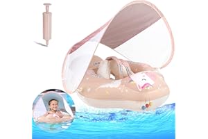 WOUKKSY Koło Do Pływania Dla Niemowląt Z Zdejmowane Daszkiem Przeciwsłonecznym, Nadmuchiwany Pływak Dla Niemowląt Z Urządzeniem Zapobiegającym Wywróceniu, Dla Małych Dzieci I Od 3 Miesięcy Do 36 Miesięcy