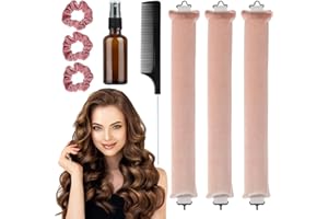 lahnao 3 sztuki loki bez ciepła, miękkie loki bez ciepła z haczykami, flanelowe wałki do włosów na noc, różowa opaska do loków bez ciepła do krótkich, średnich i długich włosów z dużymi falami (różowa