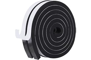 KAPOOSY Weather Stripping Door Seal, 12mm W X 12mm T Adhesive Foam Tape, Window Door Draught Excluder Air Conditioner Gasket Foam Tape, Total Length 4M (2 Rolls)