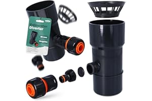 Millto™ Colector de Lluvia para Bajante y Depósito de Lluvia DN Ø90 mm Grafito | Recuperador de Agua con Filtro Desagüe Drenaje de Canalón Bajada Conexión para Manguera de Jardín