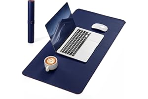 NOSTHEART Tappetino per Scrivania in Pelle, Antiscivolo, Protettore Impermeabile, 60x33.5cm Grande Tappetino per Scrittura, Laptop & Ufficio Litchi (Rosso/Blu)
