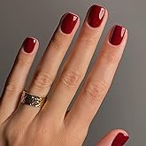 Ceboic Français Faux Ongles Court Carré Couleur Pure Press on Nails Ballerine Glossy Glänzend Ongles à Coller Acrylique Plein