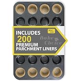 Bake Choice Mini Muffin Mould 24 Cups, Includes 200 Pieces Mini Paper | Non-stick 24 Muffin Pan, Carbon Steel for Baking