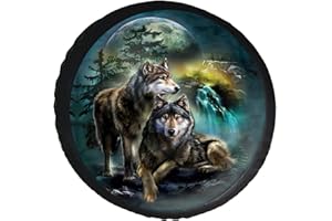 Phelika Copertura per ruota di scorta con lupo stampato in 3D, protezioni per ruote in pelle PVC, impermeabili, universali, per rimorchi, camper, SUV, camion, camper, accessori per rimorchi, 38 cm