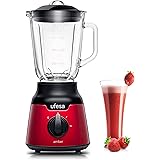 Ufesa BS4100 Amber Red Frullatore da Tavolo Compatto, 900 W, Caraffa in Vetro da 0.8 L, 2 Velocità + Pulse, 4 Lame Inox, Chiu