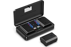 Noiposi NP-FZ100 Smart LED USB Ladegerät, 2000mAh Ersatzakku 2 Stück für Sony A7 III, Sony Alpha A7R III, A7R IV, A9, A6600, Alpha 9S, A7R3 A7S III, A7R III Akku